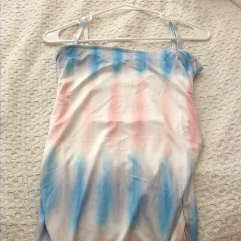 Open back red white and blue dress